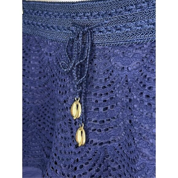 Lilly Pulitzer Women’s Large Claudette Scalloped Shell Lace Shorts Navy Crochet - Picture 2 of 5